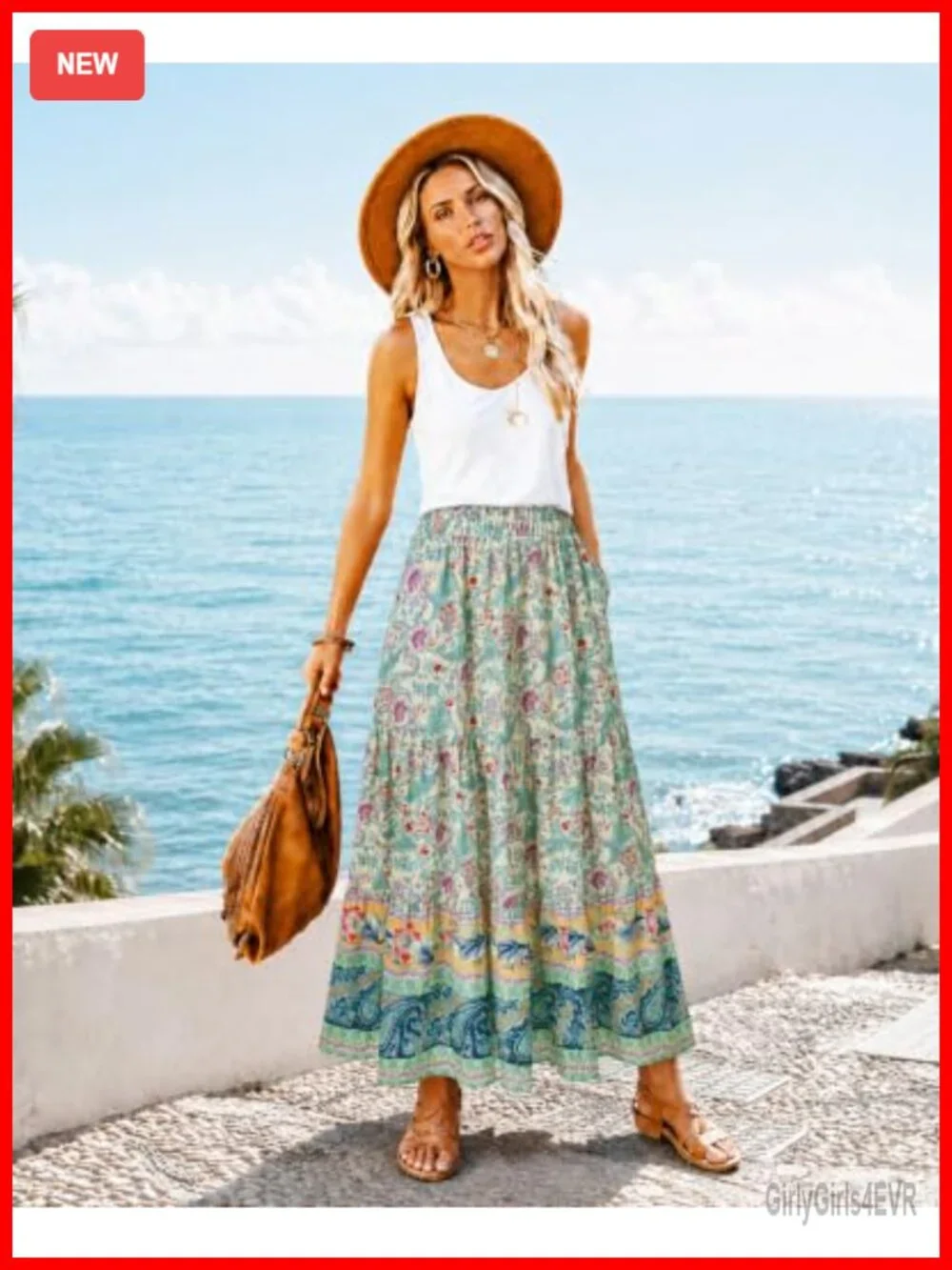 High Waist A-Line Flowy Maxi Skirt with Pockets Lightweight Chiffon